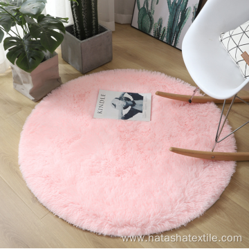 Round colorful plush bedroom floor mat